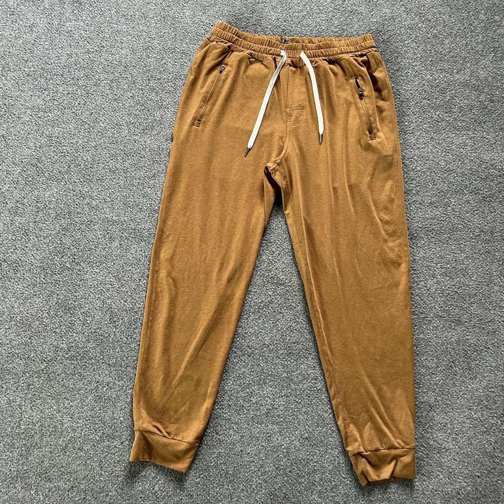 Vuori Jogger Pants Mens Medium Brown Ponto Performance Elastic Waist Zip Pockets